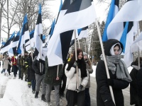 Eesti Vabariigi 108. aastapäeva tähistamine pidupäevahommikuses Sindis. Foto: Urmas Saard / Külauudised