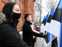 Eesti Vabariigi 103. aastapäeval Julius Friedrich Seljamaa monumendi juures. Foto: Urmas Saard / Külauudised