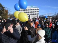Meeleavaldus Pärnus Iseseisvuse väljakul Ukraina toetuseks. Foto: Urmas Saard / Külauudised