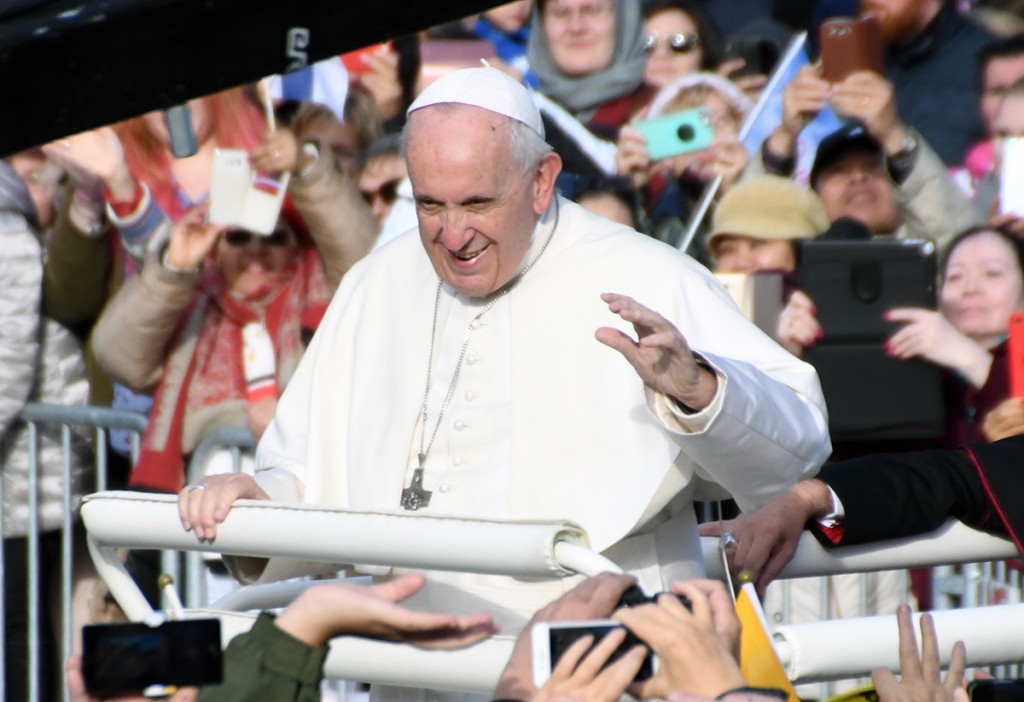 Paavst Franciscus Tallinnas Vabaduse väljakul Foto Urmas Saard