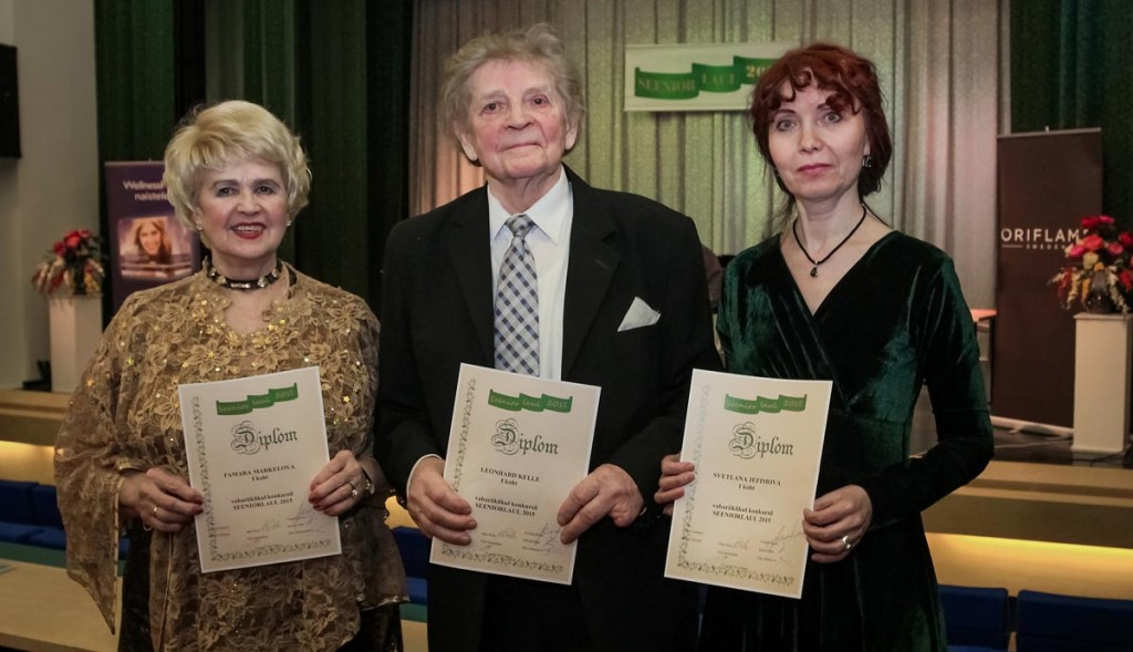 Seeniorlaul 2015 võitjad Tamara Markelova, Leonhard Kelle, Svetlana Jefimova Foto Ants Liigus
